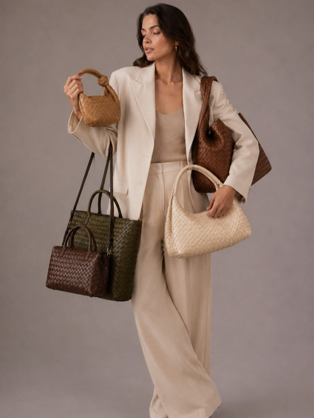 Sélection de sacs Bottega portés en studio