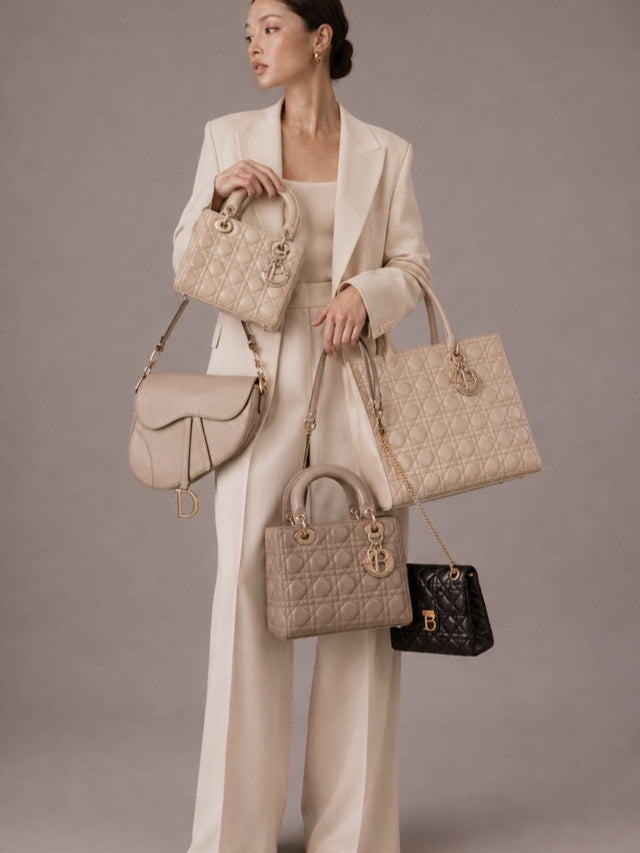 Sélection de sacs Dior portés en studio