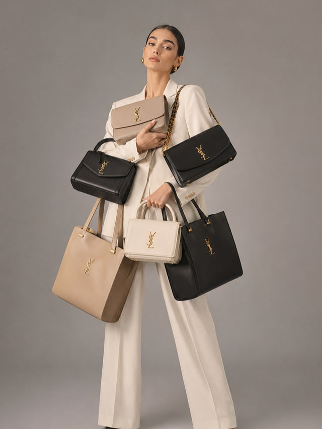 Sélection de sacs YSL portés en studio