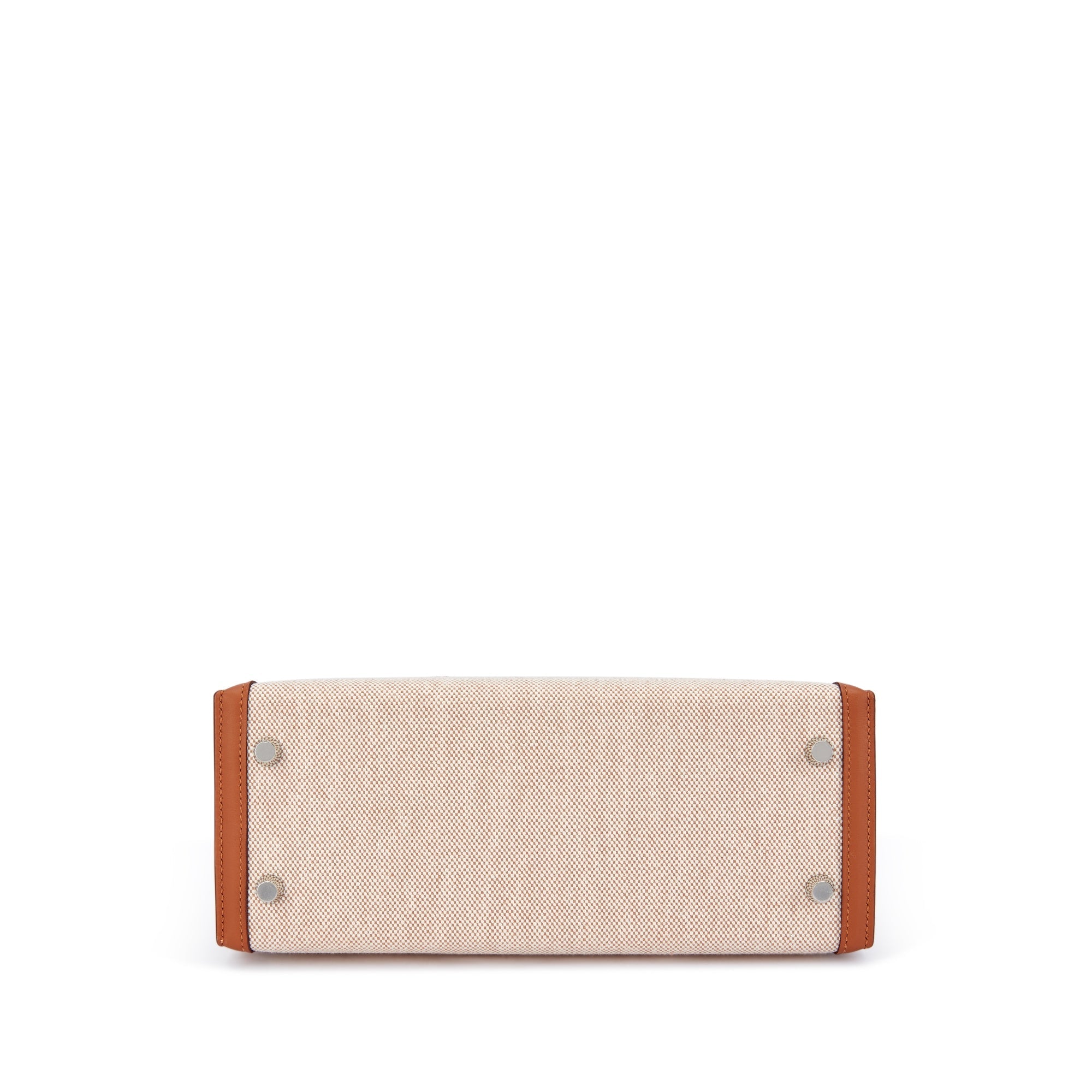HERMÈS Gold Swift and Ecru Toile Quadrille Kelly 25 Sellier Palladium Hardware, 2024