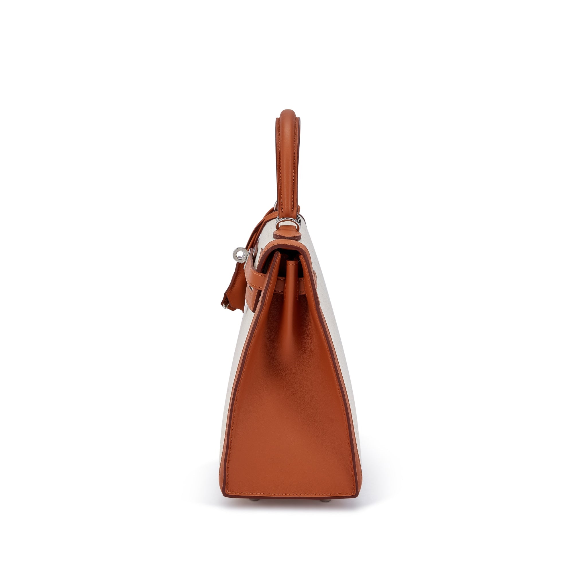HERMÈS Gold Swift and Ecru Toile Quadrille Kelly 25 Sellier Palladium Hardware, 2024