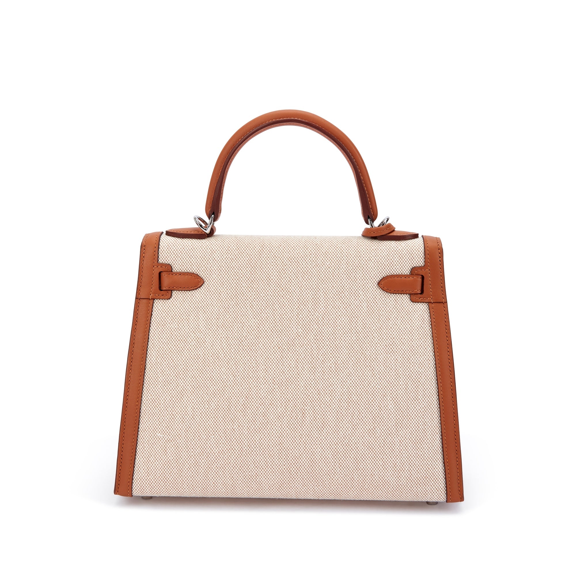HERMÈS Gold Swift and Ecru Toile Quadrille Kelly 25 Sellier Palladium Hardware, 2024