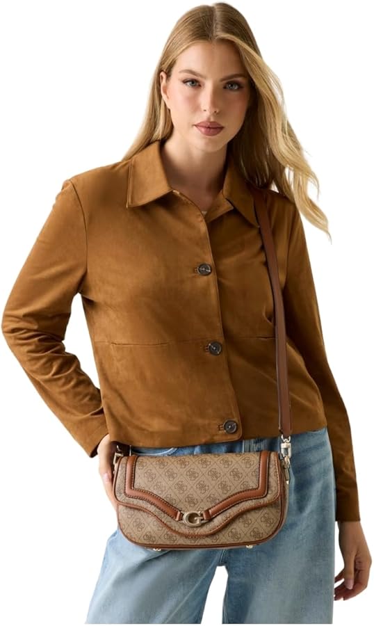 GUESS DEA FLAP - Sac bandoulière - marron clair