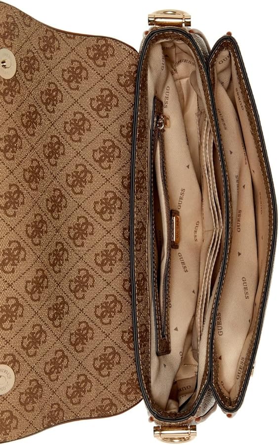 GUESS DEA FLAP - Sac bandoulière - marron clair